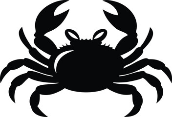 Black silhouette of a crab on white background, vector illustration