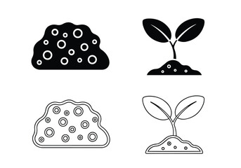 Plant growth icons soil seedling sprout growth stages - Vector icon symbol for website - Icon vector - Blue icon vector - Line and glyph solid icon set