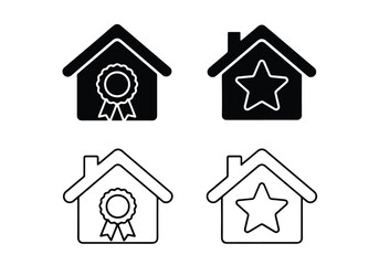 Award winning house icons set for real estate success - Vector icon symbol for website - Icon vector - Blue icon vector - Line and glyph solid icon set