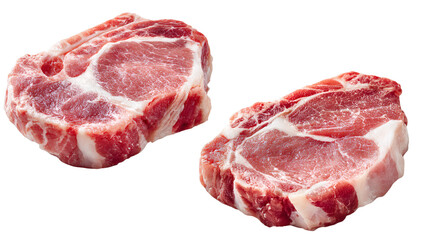 Raw Pork Steak Cuts Isolated on White Background