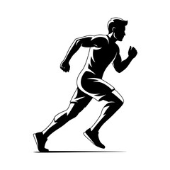 Silhouette of a running man in motion during exercise.