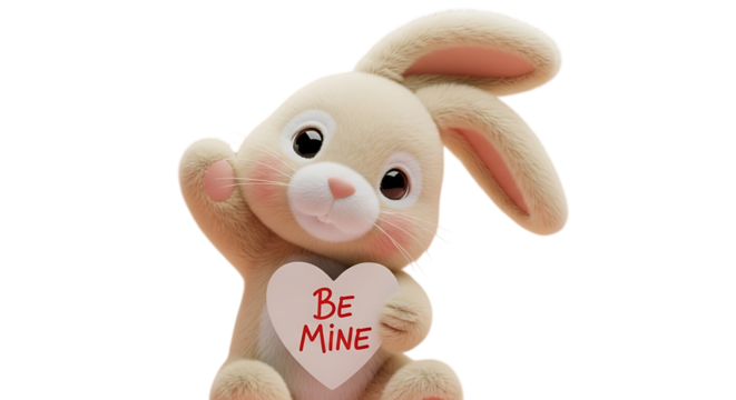 Cute bunny offering love heart, perfect for Valentine's Day promotions and greeting cards