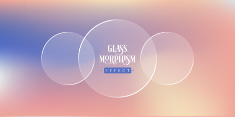 Liquid glass effect in circles shape on transparent background. Digital abstract gradient background. Glassmorphism user interface design