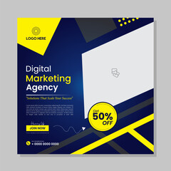 Professional digital marketing agency social media poster design. Ready for print.