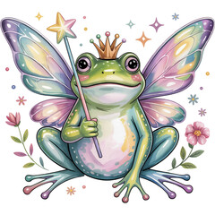 Fairy Frog Princess - funny frog clipart design, Cute Amphibian animal, Entertaining Frog illustration, Happy Frog design sublimation
