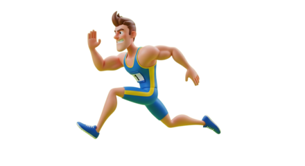 Dynamic runner sprints intensely with determination, embodying speed and athletic prowess