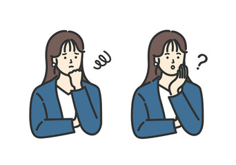 ビジネス 女性の悩みアイコンイラストセット