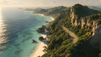 Scenic Coastal Road & Tropical Cliffs