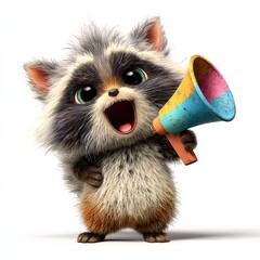 Cartoon Raccoon with Megaphone