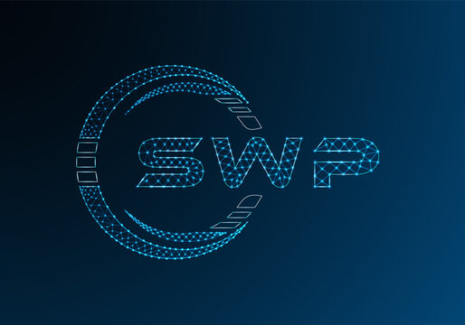 SWP low poly letter logo vector design. SWP lower poly logo design. Low poly logo.