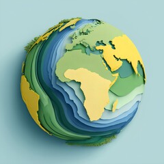 Eco Art of Global Continents in 3D Texture