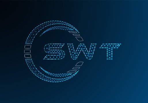 SWT low poly letter logo vector design. SWT lower poly logo design. Low poly logo.