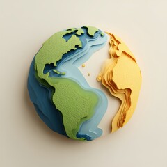 Layered Paper-Cut Earth Illustration