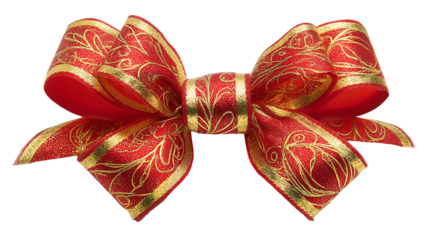 red and gold bow with white background 