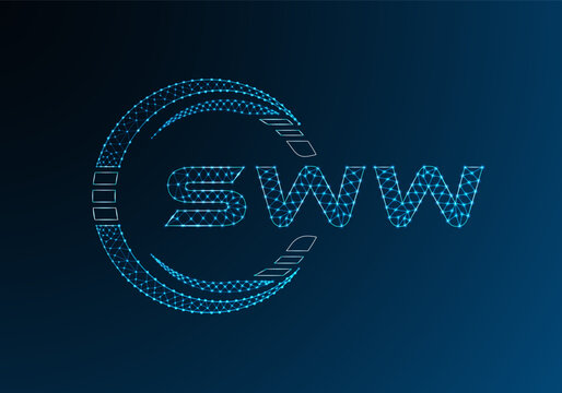 SWW low poly letter logo vector design. SWW lower poly logo design. Low poly logo.