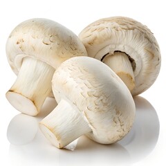 Whole Premium White Mushrooms on Pure White Background – Ultra High-Resolution Studio Food Photography