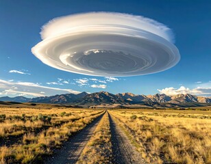 Lenticular cloud over mountains & path