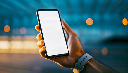 Hand holding smartphone.