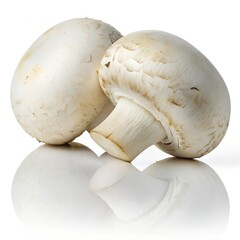 Whole Premium White Mushrooms on Pure White Background – Ultra High-Resolution Studio Food Photography