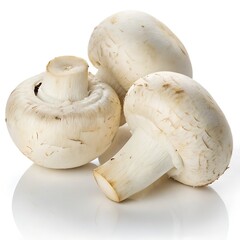 Whole Premium White Mushrooms on Pure White Background – Ultra High-Resolution Studio Food Photography