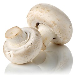 Whole Premium White Mushrooms on Pure White Background – Ultra High-Resolution Studio Food Photography