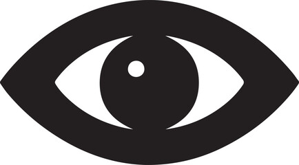 Black eye vector icon representing vision and visibility for user interface design elements