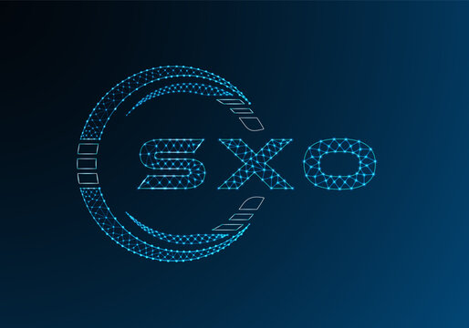 SXO low poly letter logo vector design. SXO lower poly logo design. Low poly logo.