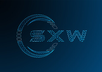SXW low poly letter logo vector design. SXW lower poly logo design. Low poly logo.