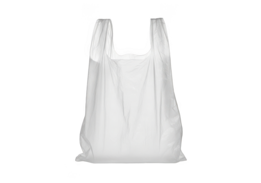 White plastic shopping bag mockup, grocery bag, retail bag, merchandise bag, carrier bag, handbag, isolated on transparent background