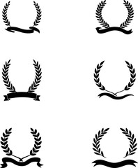 Elegant vector set of gold laurel wreaths and leaf branches for award and trophy decoration © ARIEN BADHON