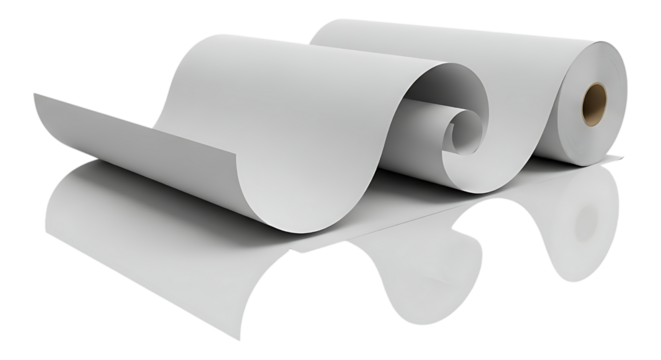 Roll of white paper for cash register isolated on transparent background