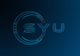 SYU low poly letter logo vector design. SYU lower poly logo design. Low poly logo.