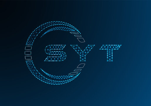 SYT low poly letter logo vector design. SYT lower poly logo design. Low poly logo.