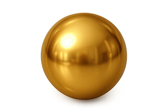 Gold sphere reflecting light, glossy orb representing luxury, wealth, and success, isolated on transparent background