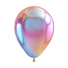 3D iridescent pastel balloon isolated on transparent background.