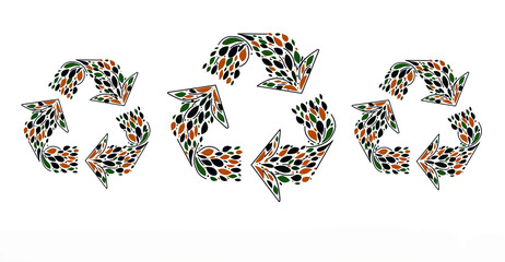Vector illustration of recycling loop made of leaves. 