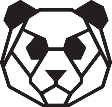 Polygonal panda face vector design, ideal for logo, illustration, or minimalist animal artwork.