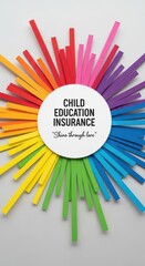 Child education insurance advertisement with rainbow color design