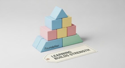 Wooden Blocks Pyramid Constructing Symbolizing Learning And Development