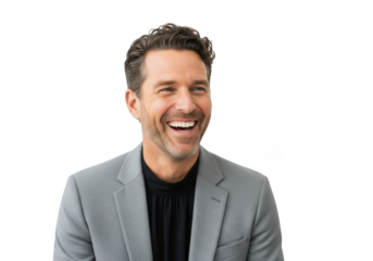 Smiling businessman portrait png image, happy man in suit, isolated cutout, professional headshot, stock photo, transparent background isolated on transparent background