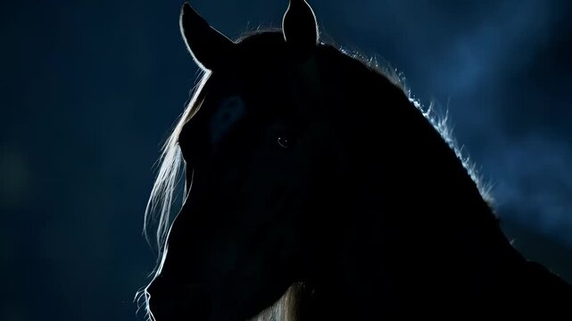 Silhouette of a Horse in Darkness
