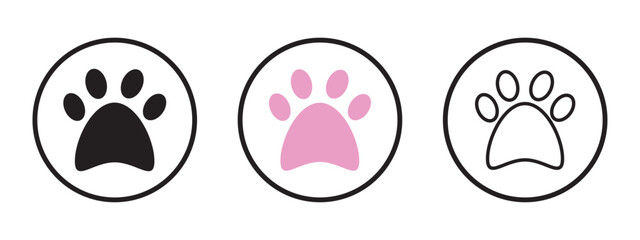 Paw icon logo design. paw print sign and symbol. dog or cat paw.