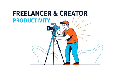 Illustration of a Freelancer with a Camera for Productivity and Content Creation