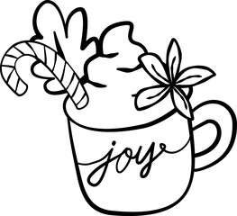 Fall Christmas Stamp Clipart Set , Hand Drawn Doodle ,Cute Autumn Christmas Animal Clipart ,Holiday Line Art for Stickers