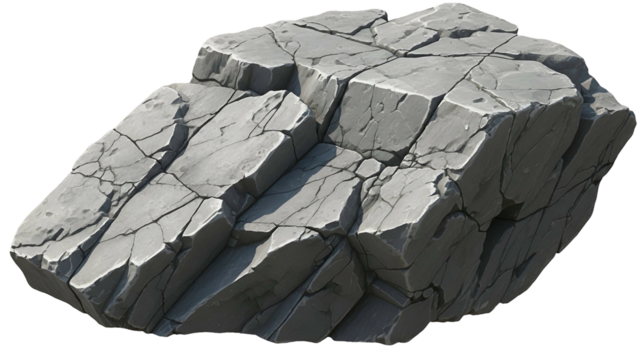 Gray Cracked Rock Boulder Large Natural Stone Surface with Sharp Edges and Texture for Landscaping and Construction
