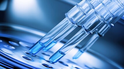 Close up of scientific tubes in a laboratory setting