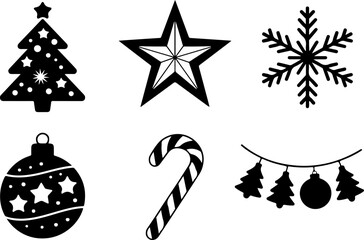 Black and White Christmas Icon Set