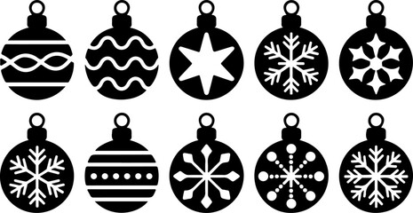 Black and White Christmas Icon Set