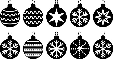 Black and White Christmas Icon Set
