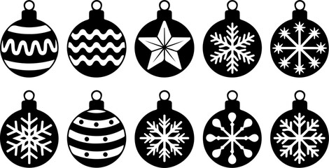 Black and White Christmas Icon Set